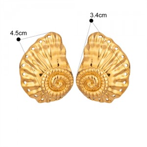Big Sea Shell Design 18K Gold Plated Jewelry Women Stainless Steel Wholesale Earrings