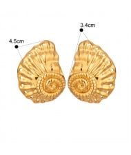 Big Sea Shell Design 18K Gold Plated Jewelry Women Stainless Steel Wholesale Earrings