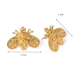 Insect Series Bee Design 18K Gold Plated Jewelry Women Stainless Steel Wholesale Earrings