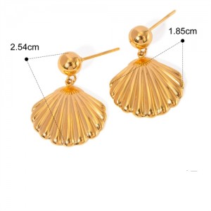 Scallop Design 18K Gold Plated Jewelry Women Stainless Steel Wholesale Earrings