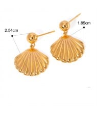 Scallop Design 18K Gold Plated Jewelry Women Stainless Steel Wholesale Earrings
