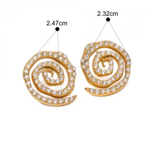 Full Rhinestone Lollipop Disign 18K Gold Plated Jewelry Women Stainless Steel Wholesale Earrings
