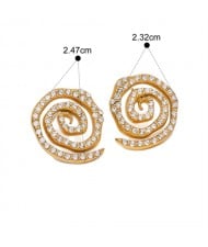 Full Rhinestone Lollipop Disign 18K Gold Plated Jewelry Women Stainless Steel Wholesale Earrings