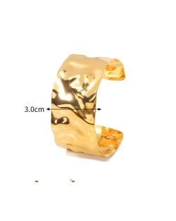 Fold Width Design Women Fashion Stainless Steel Wholesale Bangle - Golden