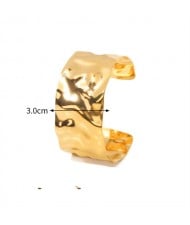 Fold Width Design Women Fashion Stainless Steel Wholesale Bangle - Golden