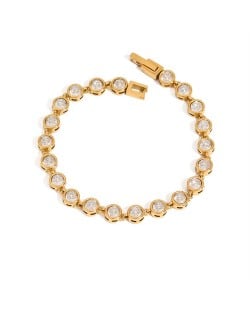 Bling Round Cubic Zirconia Chain Women Fashion Stainless Steel Wholesale Bracelet