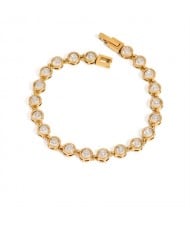Bling Round Cubic Zirconia Chain Women Fashion Stainless Steel Wholesale Bracelet
