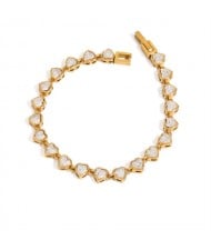 Bling Heart Shape Cubic Zirconia Chain Women Fashion Stainless Steel Wholesale Bracelet