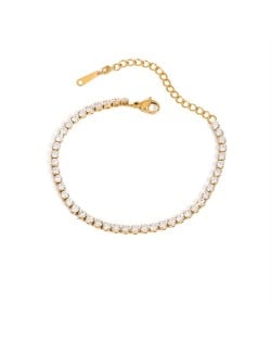Full Cubic Zirconia Thin Chain Women Fashion Stainless Steel Wholesale Bracelet