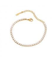 Full Cubic Zirconia Thin Chain Women Fashion Stainless Steel Wholesale Bracelet