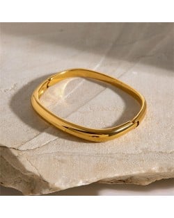 Square Box Shape Design Women Fashion Stainless Steel Wholesale Bangle - Golden