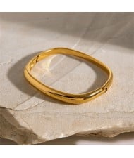 Square Box Shape Design Women Fashion Stainless Steel Wholesale Bangle - Golden