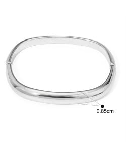 Square Box Shape Design Women Fashion Stainless Steel Wholesale Bangle - Silver