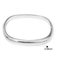 Square Box Shape Design Women Fashion Stainless Steel Wholesale Bangle - Silver