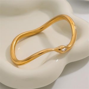 Irregular Circle Shape Design Women Fashion Stainless Steel Wholesale Bangle