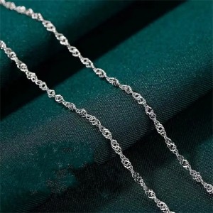 Silver Jewelry Wave Chain Design No Pendant Wholesale Women 925 Sterling Silver Necklace