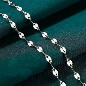 Silver Jewelry Lip Design Chain No Pendant Wholesale Women 925 Sterling Silver Necklace