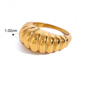 18K Gold Plated Exaggerated Design Fashion Wholesale Jewelry Women Stainless Steel Ring