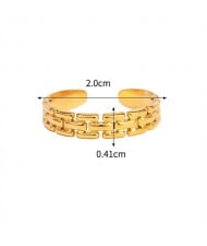 18K Gold Plated Uneven Design Fashion Wholesale Jewelry Women Stainless Steel Ring