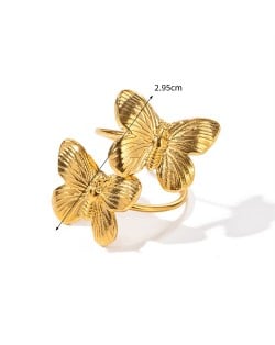 Butterfly Open-end Design 18K Gold Plated Fashion Wholesale Jewelry Women Stainless Steel Ring