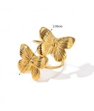 Butterfly Open-end Design 18K Gold Plated Fashion Wholesale Jewelry Women Stainless Steel Ring