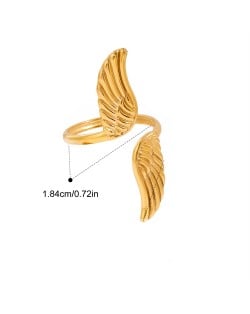Angel Wings Open-end Design 18K Gold Plated Fashion Wholesale Jewelry Women Stainless Steel Ring