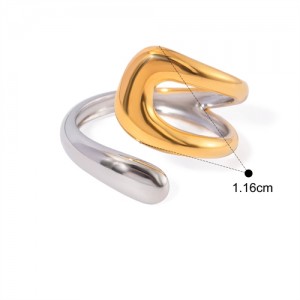 Two-tone Open-end Design 18K Gold Plated Fashion Wholesale Jewelry Women Stainless Steel Ring
