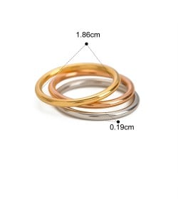 Three Circle Combo Design 18K Gold Plated Fashion Wholesale Jewelry Women Stainless Steel Ring