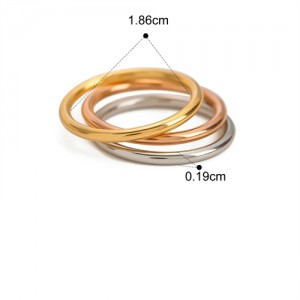 Three Circle Combo Design 18K Gold Plated Fashion Wholesale Jewelry Women Stainless Steel Ring