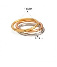 Three Circle Combo Design 18K Gold Plated Fashion Wholesale Jewelry Women Stainless Steel Ring