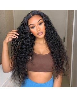 13x4 Transparent Water Wave Lace Frontal Wig Human Hair
