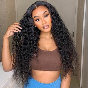 13x4 Transparent Water Wave Lace Frontal Wig Human Hair