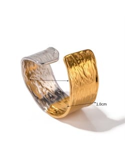 Open-end WideTwo Tone Design Jewelry Women Stainless Steel Wholesale Ring
