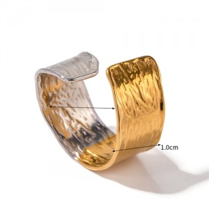 Open-end WideTwo Tone Design Jewelry Women Stainless Steel Wholesale Ring