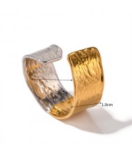 Open-end WideTwo Tone Design Jewelry Women Stainless Steel Wholesale Ring