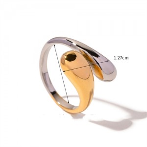 Two Tone Drop Open-end Design Jewelry Women Stainless Steel Wholesale Ring