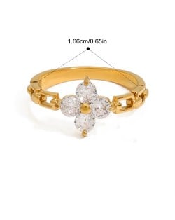 Unique Flower Design 18K Gold Plated Jewelry Women Stainless Steel Wholesale Ring