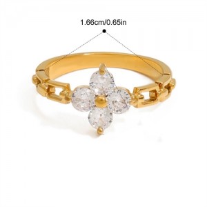 Unique Flower Design 18K Gold Plated Jewelry Women Stainless Steel Wholesale Ring