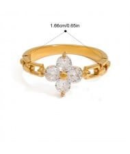 Unique Flower Design 18K Gold Plated Jewelry Women Stainless Steel Wholesale Ring