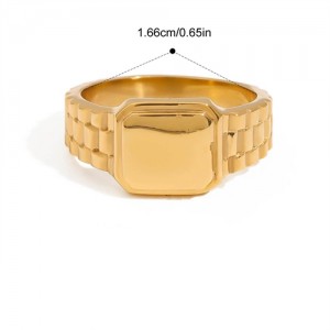 Watch Shape Design 18K Gold Plated Jewelry Women Stainless Steel Wholesale Ring