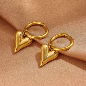 Sweet Heart Valentine's Day Disign Stainless Steel Wholesale Earrings - Golden
