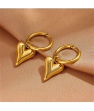 Sweet Heart Valentine's Day Disign Stainless Steel Wholesale Earrings - Golden