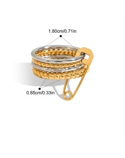 Four Layers Pin Design 18K Gold Plated Jewelry Women Stainless Steel Wholesale Ring