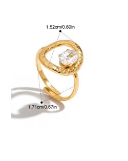 Circle Design Open-end 18K Gold Plated Jewelry Women Stainless Steel Wholesale Ring