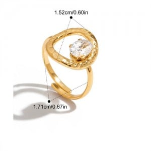 Circle Design Open-end 18K Gold Plated Jewelry Women Stainless Steel Wholesale Ring