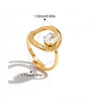Circle Design Open-end 18K Gold Plated Jewelry Women Stainless Steel Wholesale Ring