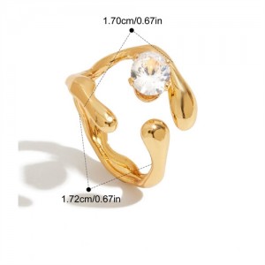 Water Drop Irregular Design Open-end 18K Gold Plated Jewelry Women Stainless Steel Wholesale Ring