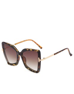 Big Frame Cat Eye Metallic Leg Design Wholesale Fashion Sunglasses - Leopard