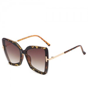Big Frame Cat Eye Metallic Leg Design Wholesale Fashion Sunglasses - Leopard