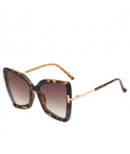 Big Frame Cat Eye Metallic Leg Design Wholesale Fashion Sunglasses - Leopard